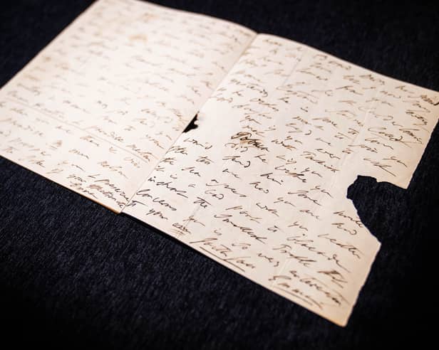 A letter written by Emma Hamilton sent to Lord Nelson which arrived after his death, part of the greatest collection of Admiral Horatio Nelson letters in private hands which have been unveiled at Sotheby's in central London, before they go up for auction, with an estimate of £4-6m.
