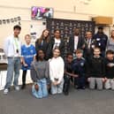 Portsmouth100 event St Edmund’s Catholic School, Portsmouth on Wednesday 21st October 2026

Pictured: Terence Carvalho,  Lord Mayor Abdul Kadir, and Duke Harrison-Hunter with some of the students at the event

Picture: Habibur Rahman

