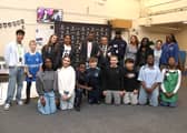 Portsmouth100 event St Edmund’s Catholic School, Portsmouth on Wednesday 21st October 2026

Pictured: Terence Carvalho,  Lord Mayor Abdul Kadir, and Duke Harrison-Hunter with some of the students at the event

Picture: Habibur Rahman

