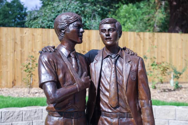 The bronze statue of two boys on a stone plinth was sculpted by Tom Murphy. Image: OPCC