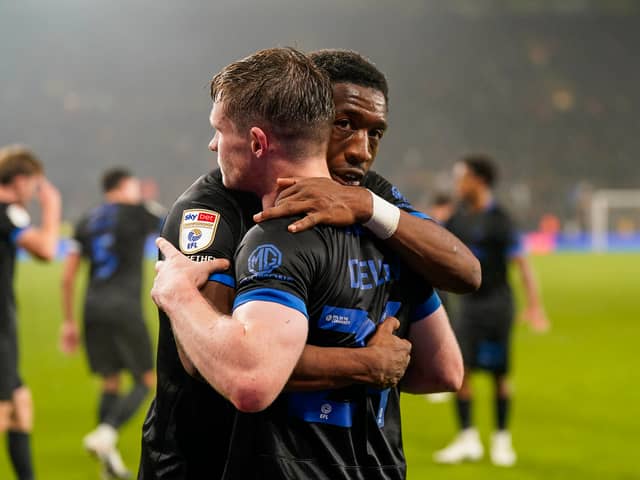 Terry Devlin and Ebou Adams were recalled to Pompey's side for the 1-1 draw at Wolves. Picture: Jason Brown