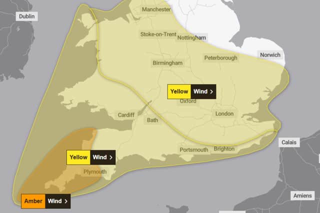 The England and Wales wind warnings for Friday, October 22, 2026