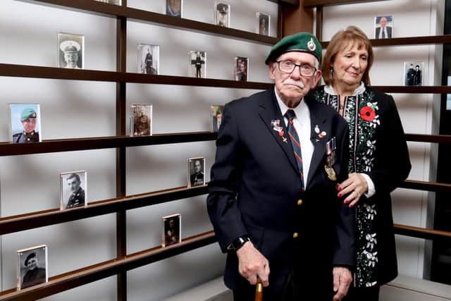 Pictured: Peter Othen, 90, and Tracey Denyer in the Remembrance Room