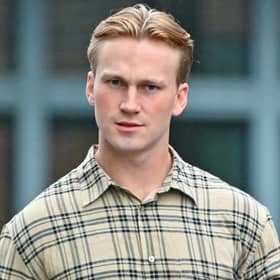 Pictured: Ewan Baxter outside Bulford Military Court, Wiltshire, who was punished for a sexist tirade while deployed on HMS Prince of Wales.
