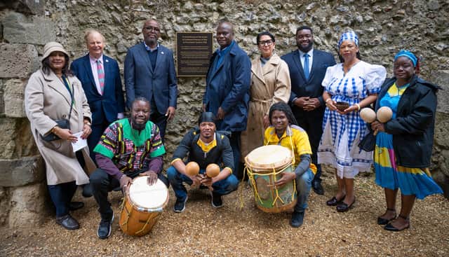 A newly unveiled plaque to commemorate African Caribbean people brought to Britain as prisoners of war in the 18th century has gone missing, presumed stolen, from Portchester Castle.