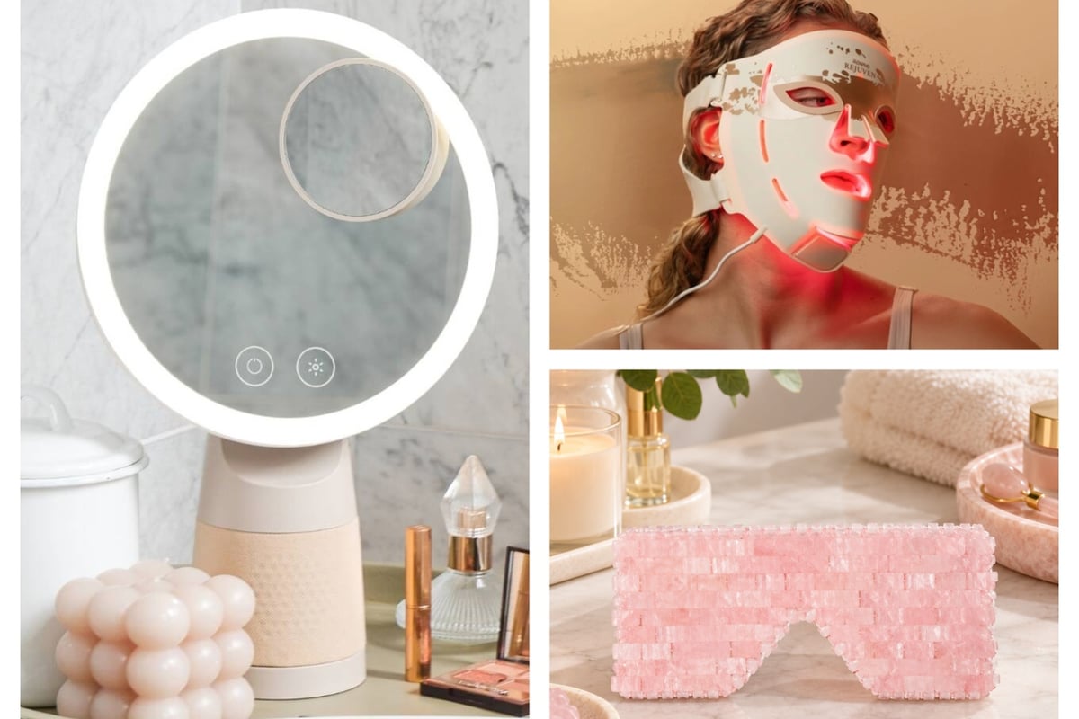 5 home spa gadgets for a little everyday luxury - an LED mask, a make-up mirror with an added extra and more