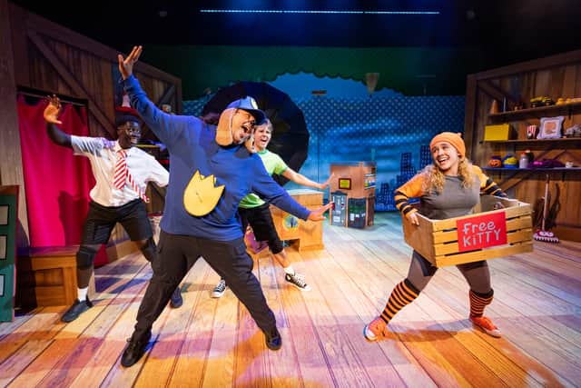 Dog Man and Lil Petey (right) in Dog Man the Musical