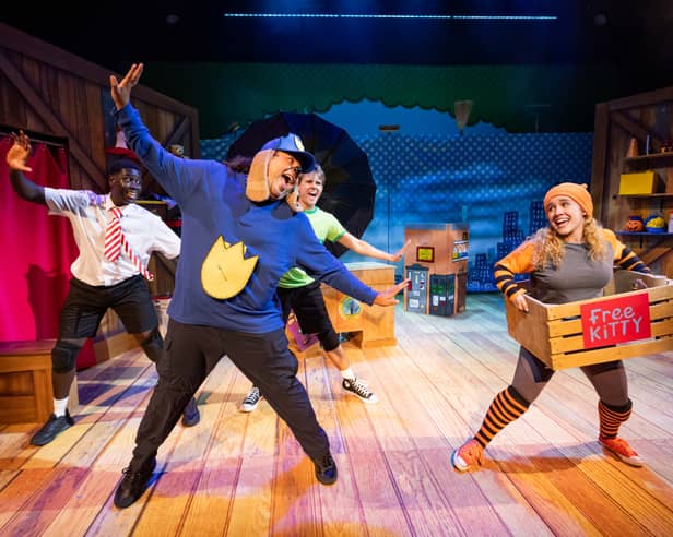 Dog Man and Lil Petey (right) in Dog Man the Musical