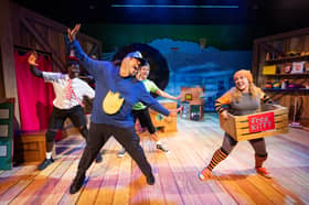 Dog Man and Lil Petey (right) in Dog Man the Musical