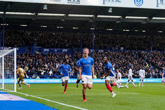 Thomas Waddingham celebrates scoring Pompey's winner against Millwall. Picture: Jason Brown