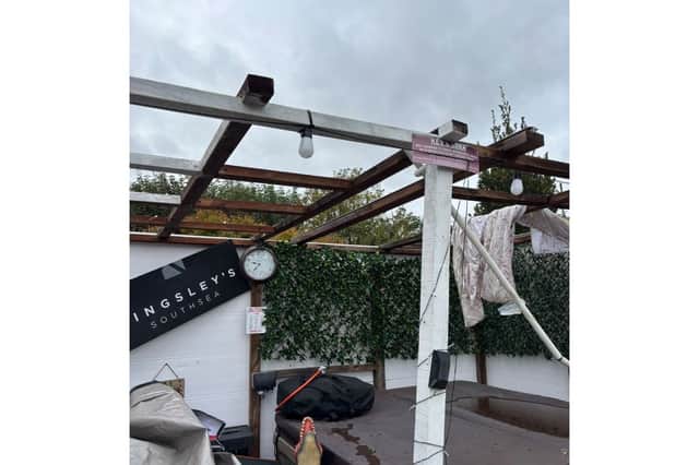 The roof of the jacuzzi was ripped off