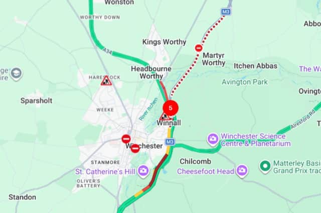 The M3 closure on Saturday, October 4.