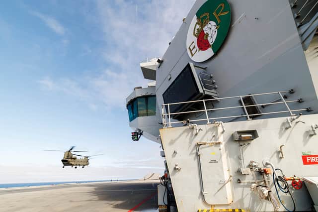 Chinooks of 27 Squadron, RAF Odiham, operating on HMS Queen Elizabeth from October 13th to October 26th, 2026, as part of Exercise Hathi Pol. The carrier recently visited Gibraltar.