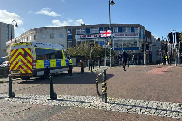 Early pictures showing the scene from the planned protest route in Gosport. Anti-immigration demonstrators and counter protests are planned in the town following recent migrant boat landings.