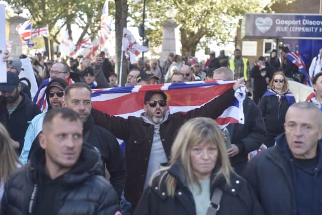 Stand up to racism and anti-migrant protesters from across the South Coast, held protests in Gosport town centre on Sunday, October 25, 2026.

Picture: Sarah Standing (251026-1771)