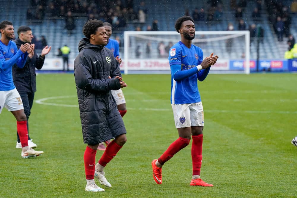 Ryan Kavuma-McQueen, left, and Abu Kamara, right, after the win over Millwall. Pic: Jason Brown