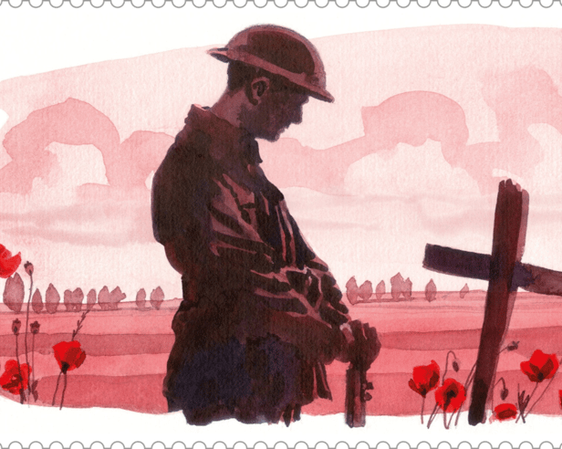 Commemorative Remembrance stamps are being produced by Royal Mail and will be issued on Armistice Day. Pictured: First World War soldier