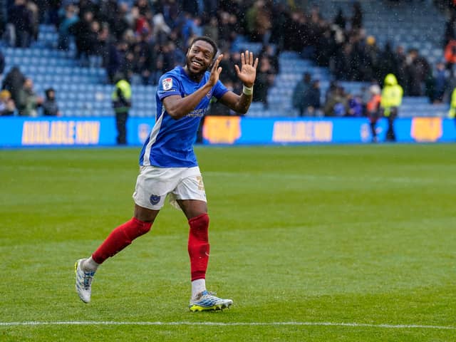 Pompey's Ebou Adams. Pic: Jason Brown
