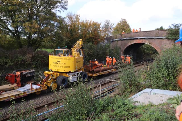 Railway workers working on the track in Petersfield
Picture: Habibur Rahman