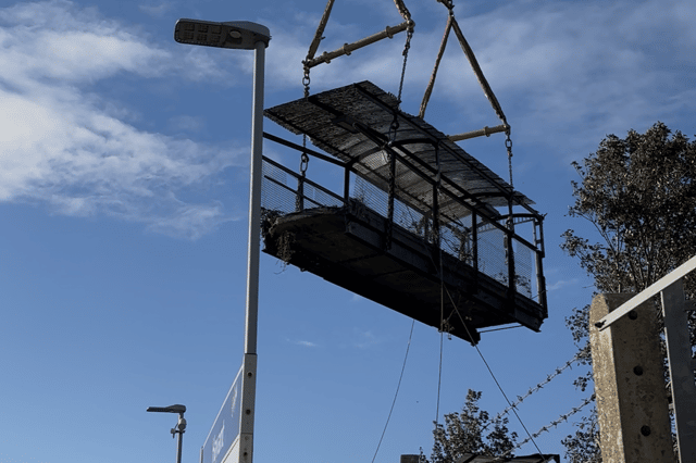 The Havant footbridge was removed today by cranes