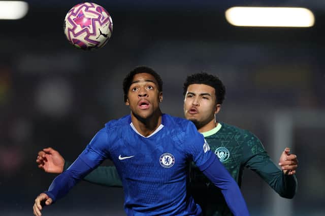 Ryan Kavuma-McQueen in action for Chelsea in the FA Youth Cup against Manchester City in February 2026. Picture: Andrew Redington/Getty Images