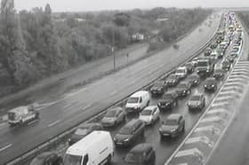 Traffic is significant on the A27/M27 due to a crash