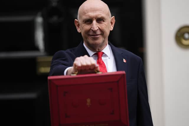 Chancellor of the Exchequer John Healey before delivering his first Budget to the Houses of Parliament. He outlined various defence policies, but did not mention Portsmouth when discussing areas which will be reindustrialised.