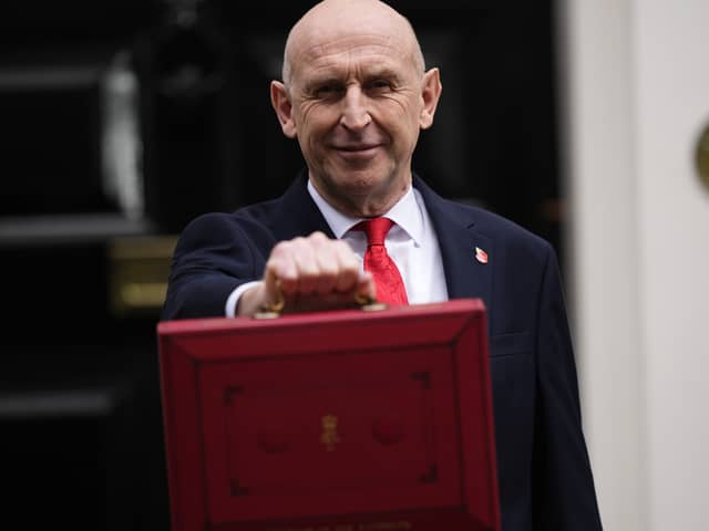 Chancellor of the Exchequer John Healey before delivering his first Budget to the Houses of Parliament. He outlined various defence policies, but did not mention Portsmouth when discussing areas which will be reindustrialised.