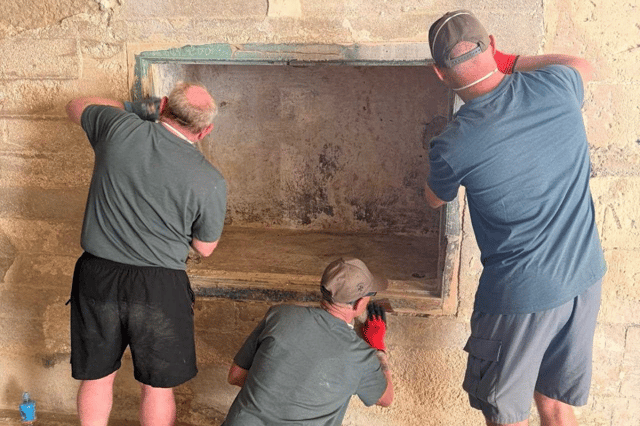 Veterans working on historic buildings in Malta.