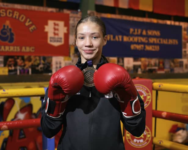 Paulsgrove and Ted Harris ABC boxer MillIe Rolfe shows off the gold medal she won at the under-15 European Championship in Trabzon, Turkey, last weekend.