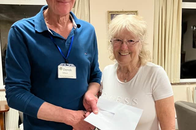 Marilyn with 'The Letter', presented by Hayling Lions President Derek Gillard