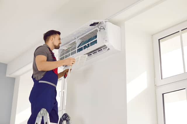 Male technician looking for Legionella