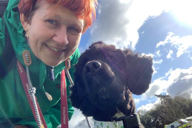 Maxine with her hearing dog Walter