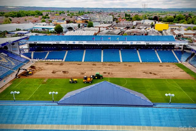 Work begins on the new £1m pitch at Fratton Park