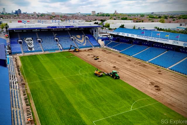 Work begins on the new £1m pitch at Fratton Park