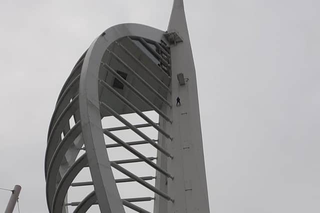 Paul Marsh abseiling the Spinnaker Tower