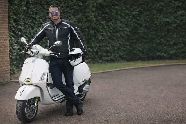 The Vespa on delivery with Alexander Tyrrell