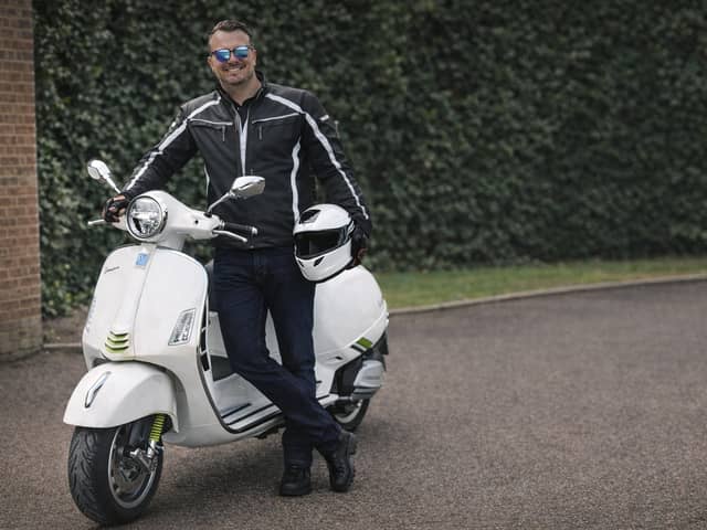 The Vespa on delivery with Alexander Tyrrell
