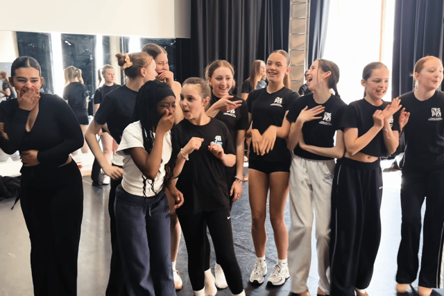 Curtains Cast in rehearsals
