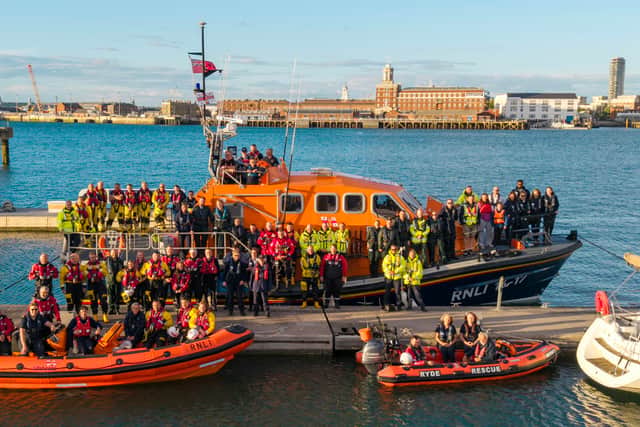 Emergency services and lifeboats at Gosport Marina 
