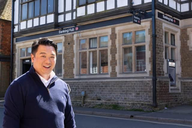 Alan Mak MP outside a Banking Hub