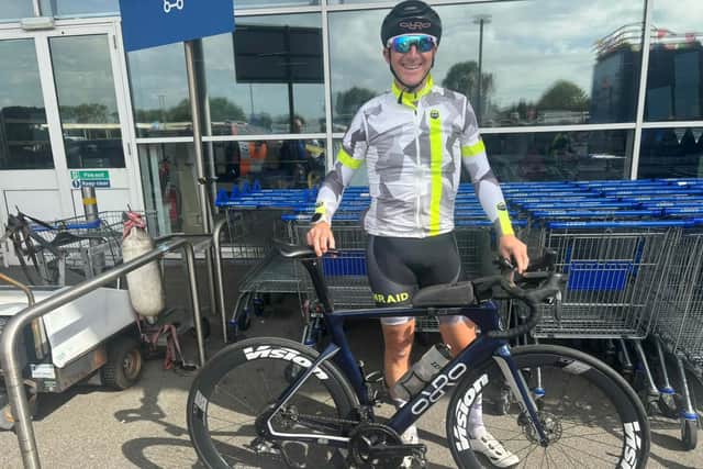 Robert preparing for his epic ride for Cancer Research UK