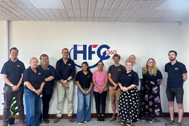 The Hampshire Flag Company team celebrate the opening of their new showroom and visitor centre at their expanded Waterlooville premises.