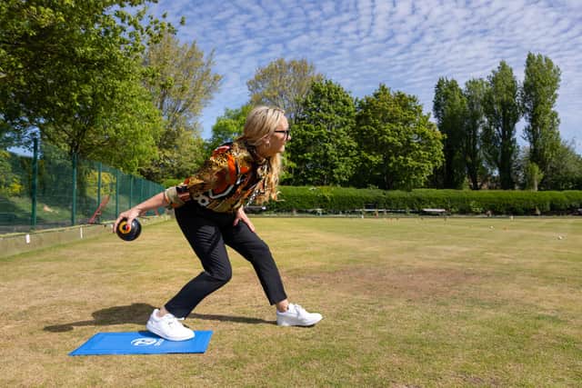 Amanda Martin MP at Cosham Park Bowls Club open day event.