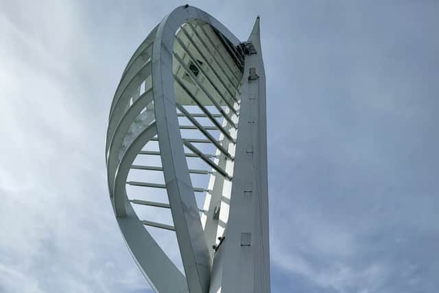 Ann Beach abseiling down the Spinnaker Tower