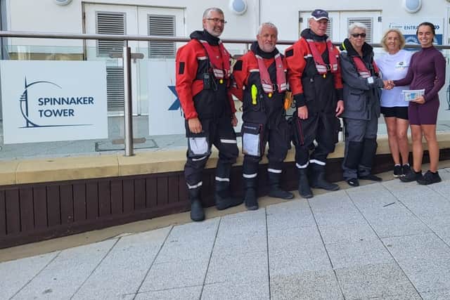 Ann Beach and her granddaughter (both on the right) with GAFIRS volunteers Andy Thomas, Andy Barber, Mike Allen and Joanne Young