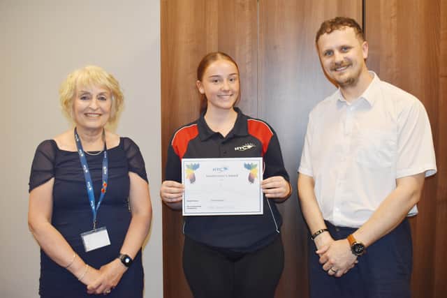 Year 10 HTC student Sasha with her Headteacher's Award this summer.