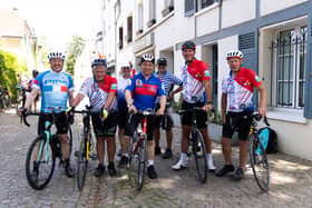 Alan Mak MP (centre) with fellow riders on the leg between Evreux and Paris during the 40th Hayling Cycle Ride