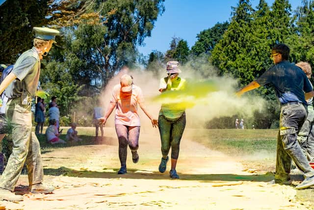 The fund-raising Colour Dash in full swing.