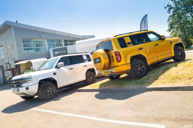Examples of the Denza Bao 5 on display at Snows BYD Waterlooville.